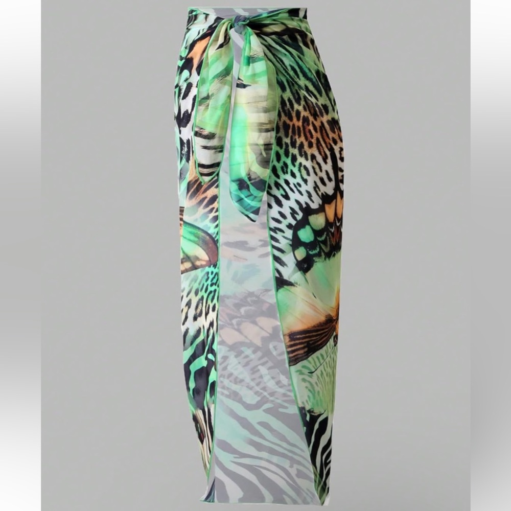 NWT No Label Size M Multicolored Vacation Leopard Coverup Dress